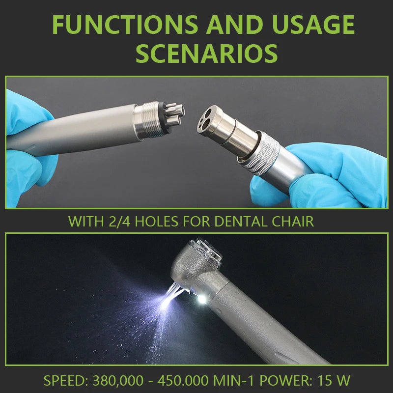 Vabena LED High-Speed Dental Handpiece | E-Generator Push Button Turbine