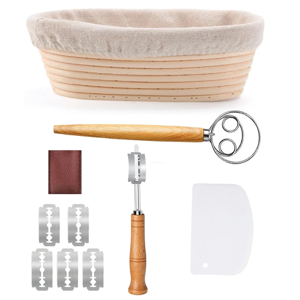 Banneton Bread Proofing Basket Set - 10" Oval Sourdough Baking Supplies