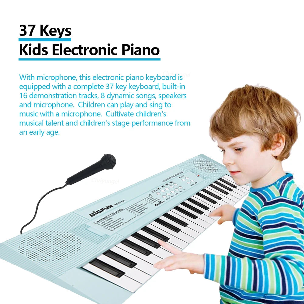 37 Keys Kids Electronic Piano Keyboard with Microphone | Educational Musical Toy