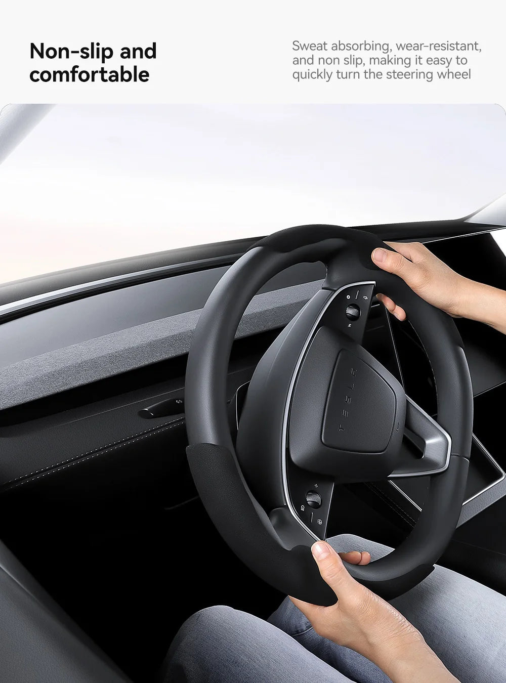 Tesla Model 3/Y Highland Juniper Carbon Fiber Steering Wheel Cover