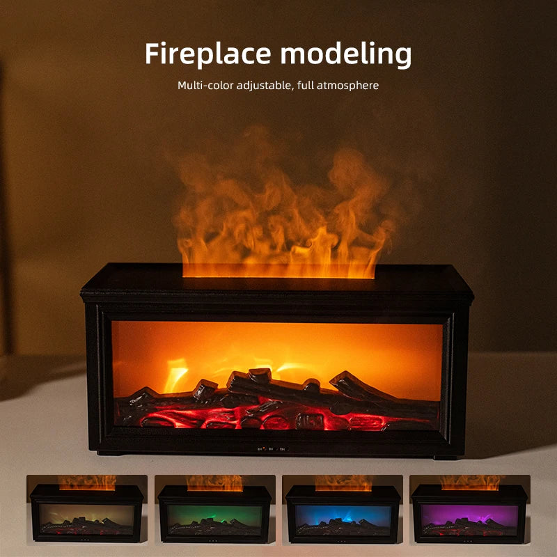 7-Color Mini Flame Diffuser & Humidifier | Essential Oil Fireplace Effect