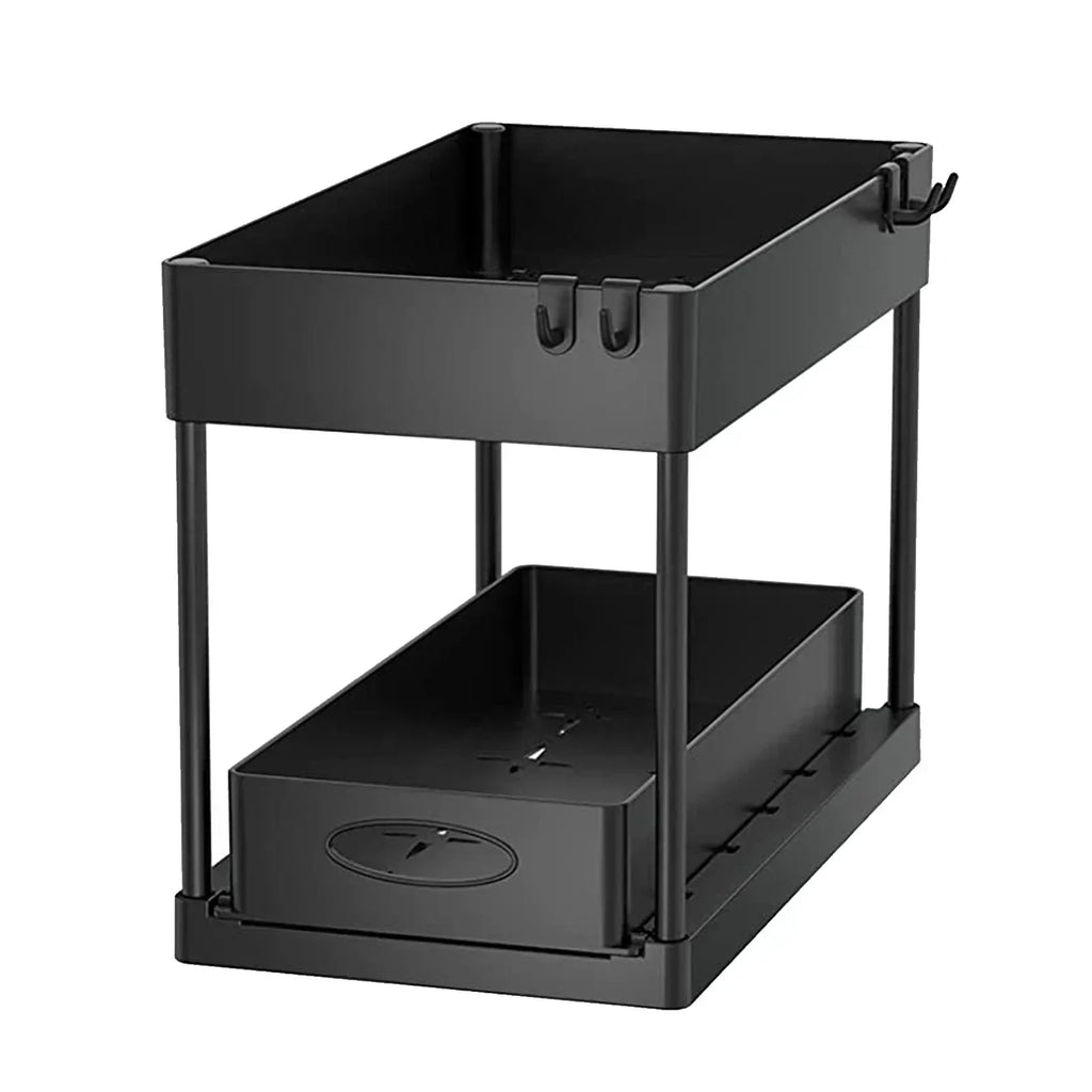 2-Tier Under Sink Organizer - Sliding Cabinet Basket Storage Rack for Bathroom & Kitchen