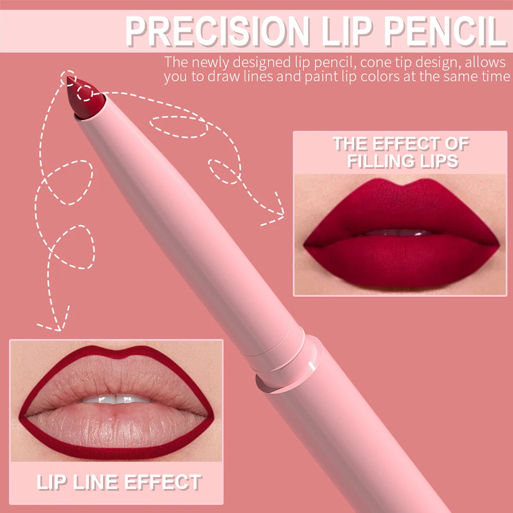 6pcs Long-Lasting Waterproof Lip Liner Pen & Gloss Set - Beauty Makeup
