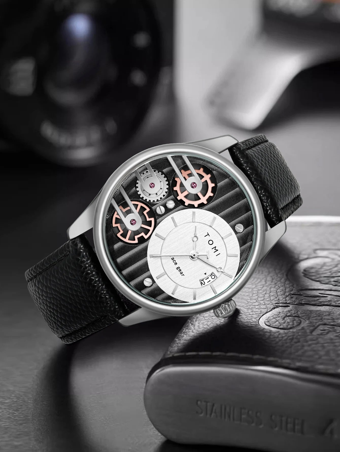 TOMI Men's Luxury Quartz Watch Gift Set - Detachable Strap