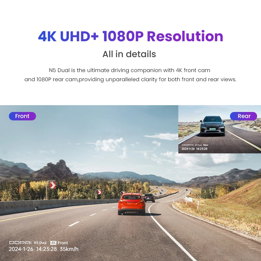DDPAI N5 Dual 4K Dash Cam - Front & Rear, NightVIS, ADAS, GPS