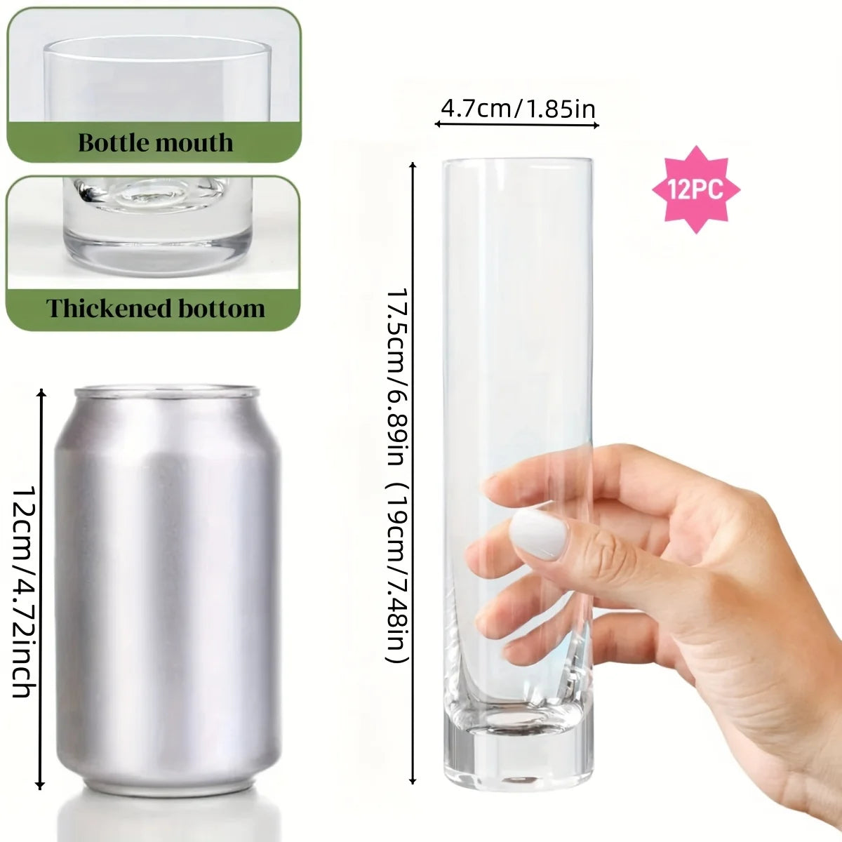 12 Clear Glass Cylinder Vases - Bulk Floral Decor for Events & Home