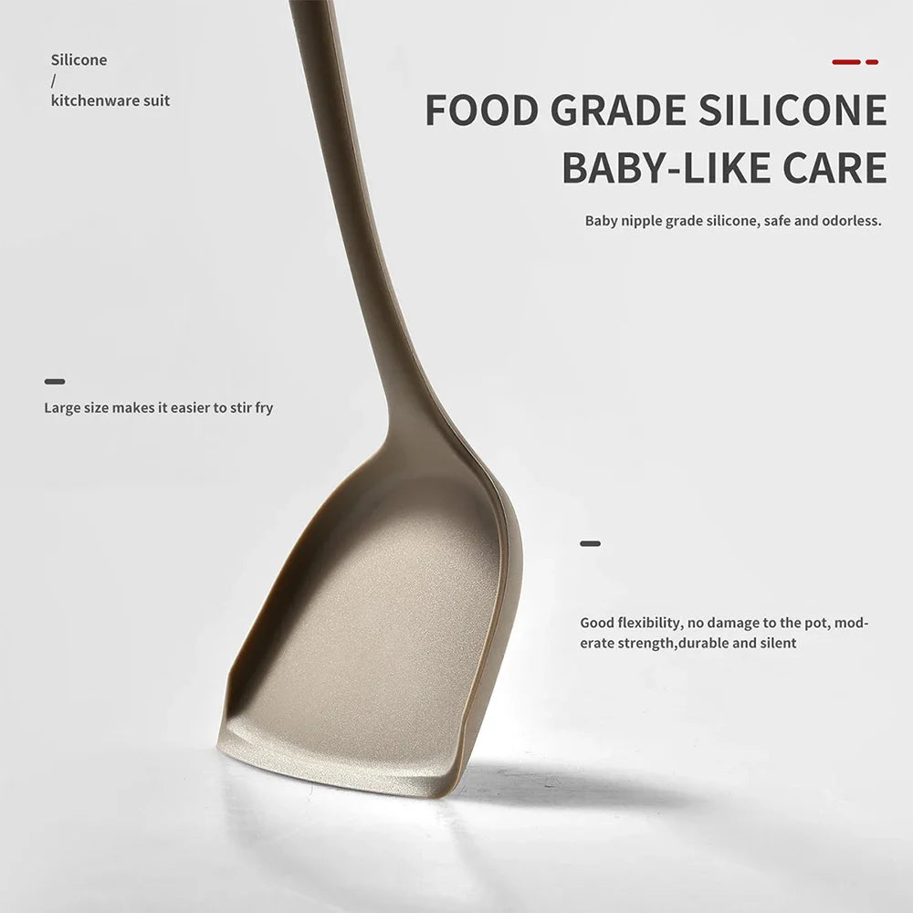 15-Piece Khaki Food Grade Silicone Kitchen Utensil Set