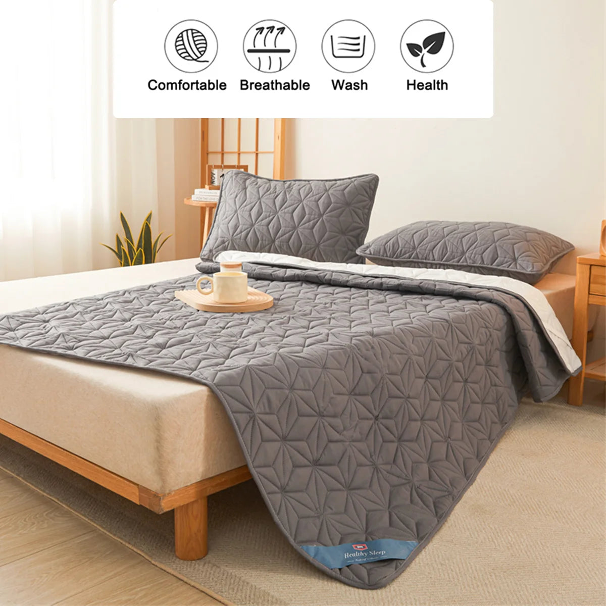 Waterproof Quilted Mattress Topper with Elastic Band - Bed Protector for Single/Double Beds (140/160)