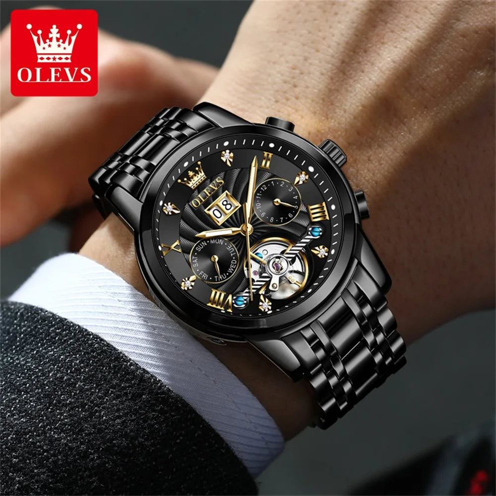 OLEVS Classic Men's Tourbillon Automatic Multi-function High-End Watch