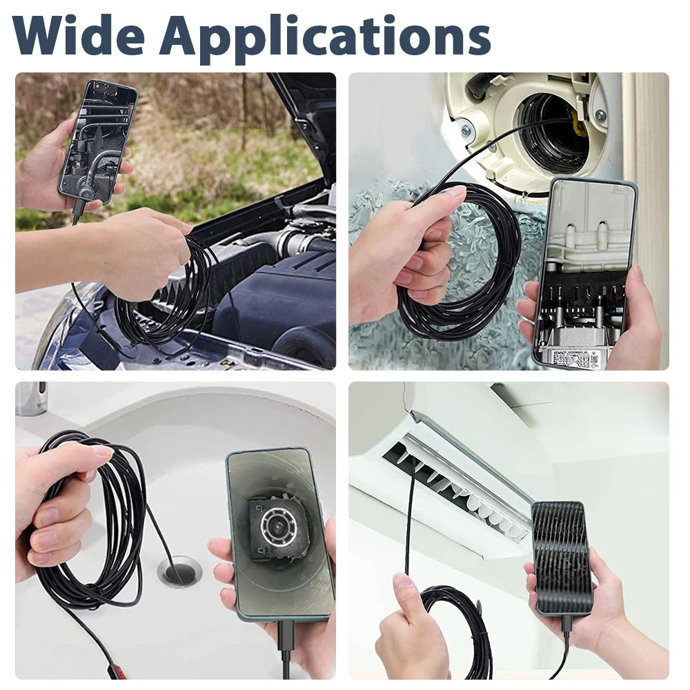 KERUI 2MP Industrial Endoscope Camera for iPhone - Single/Dual Lens Waterproof Inspection Borescope Type C