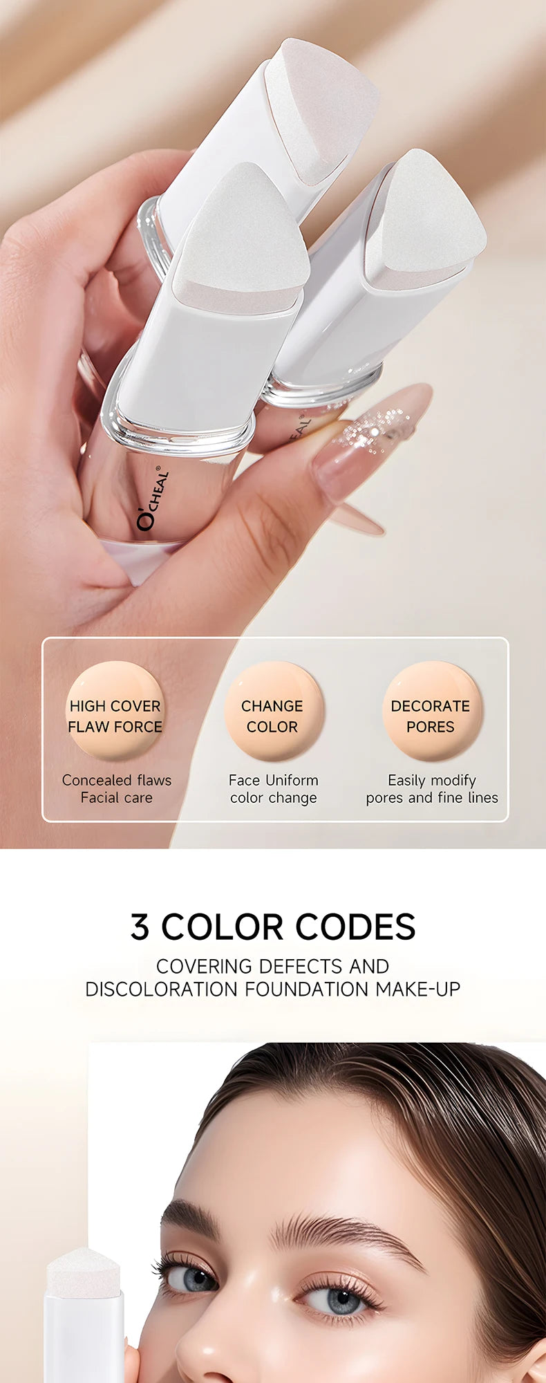 O'CHEAL Dynamic Foundation Stick: Perfect Match, Matte Finish, Blemish Coverage