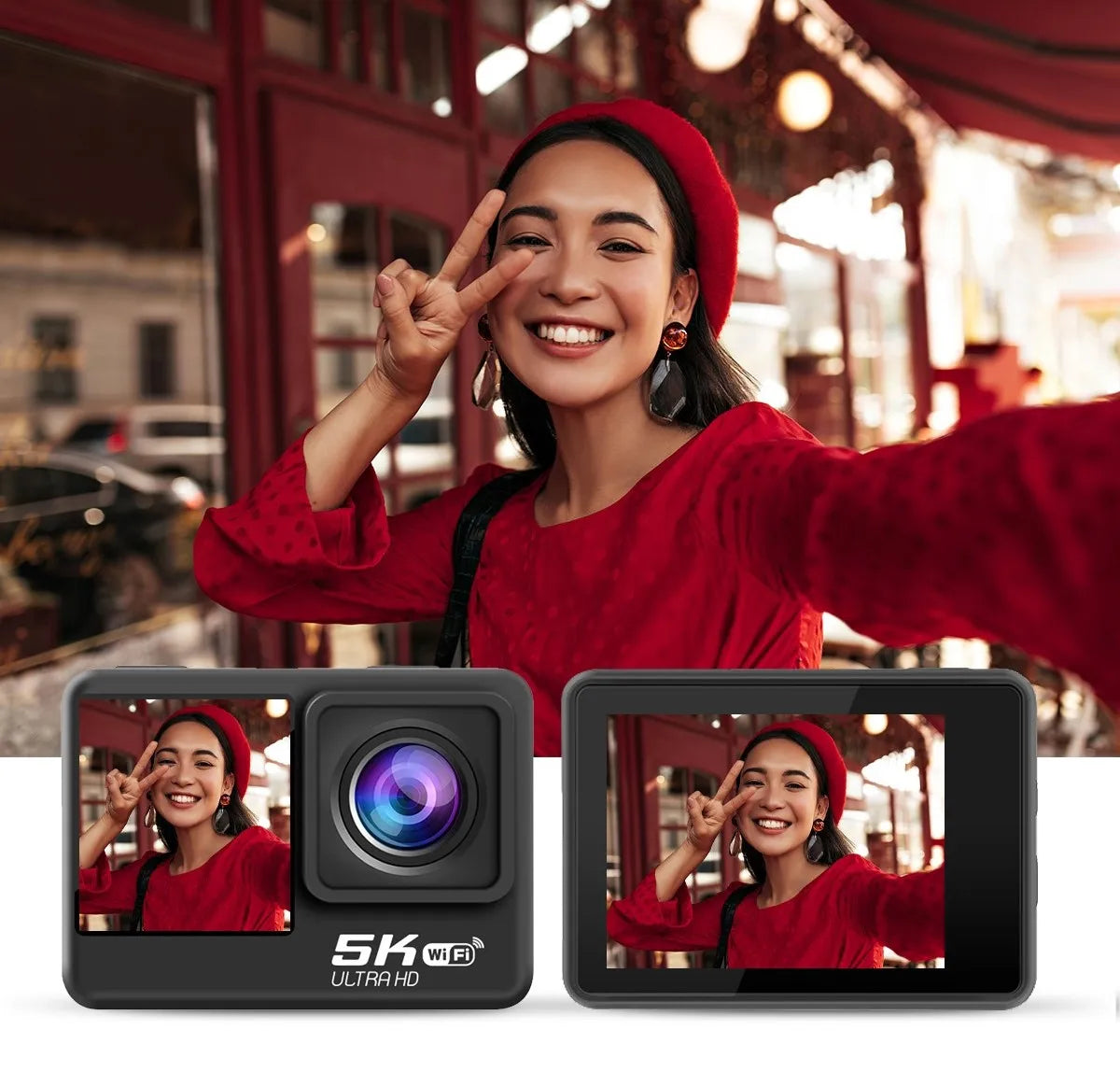 Sony IMX576 5K 4K 60FPS Waterproof 48MP Wi-Fi Action Camera for Adventure