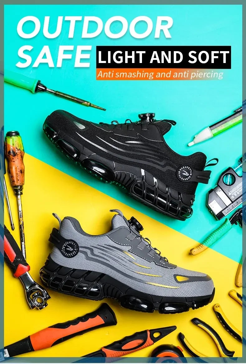 Vabena Lace-Free Steel Toe Safety Sneakers for Ultimate Work Comfort