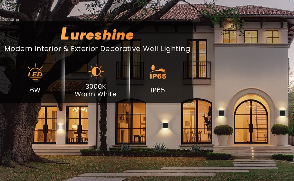 KICAAO 6W LED Wall Sconces - Modern Indoor & Outdoor IP65 Lighting