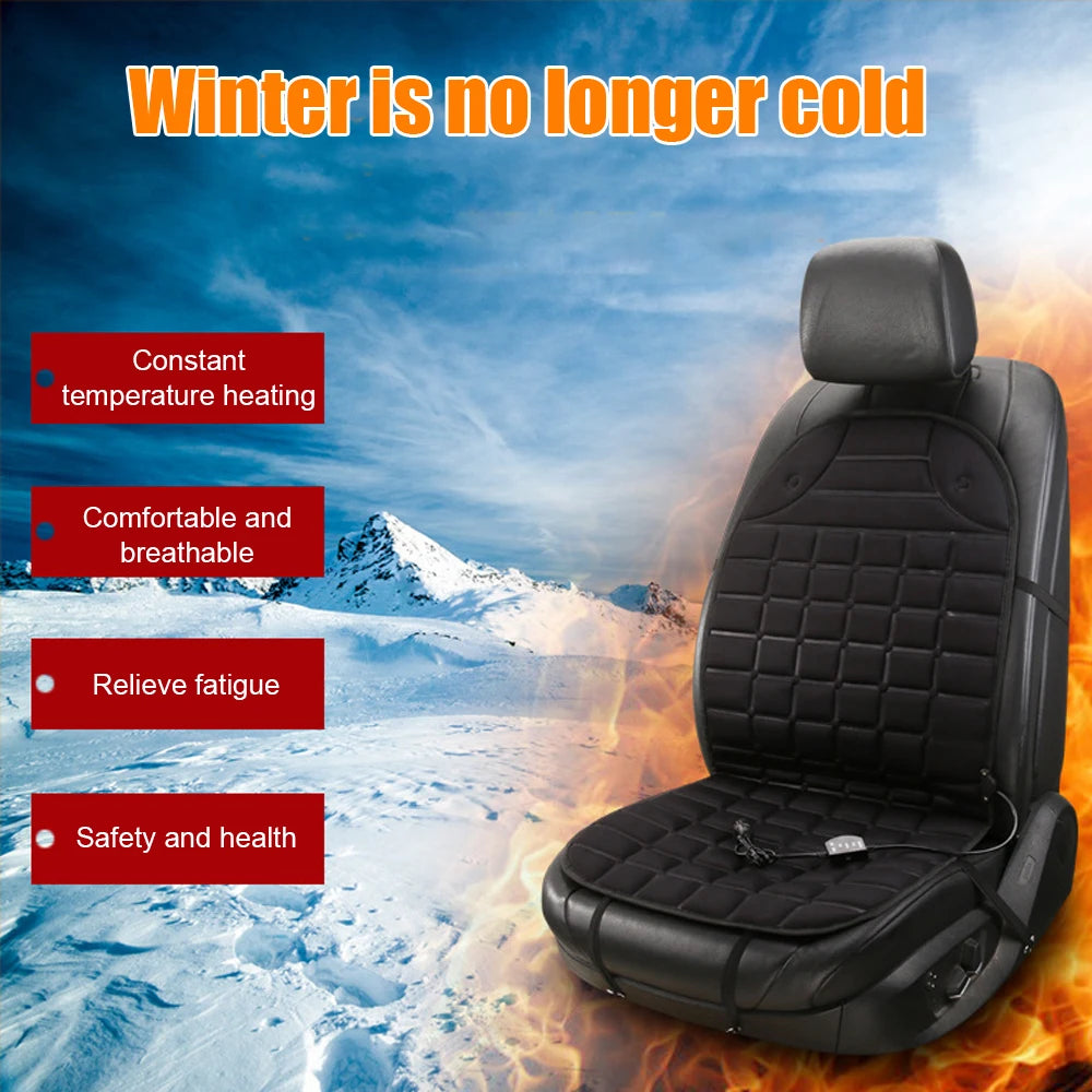 12V Universal Heated Car Seat Cushion Cover – Instant Winter Warmth