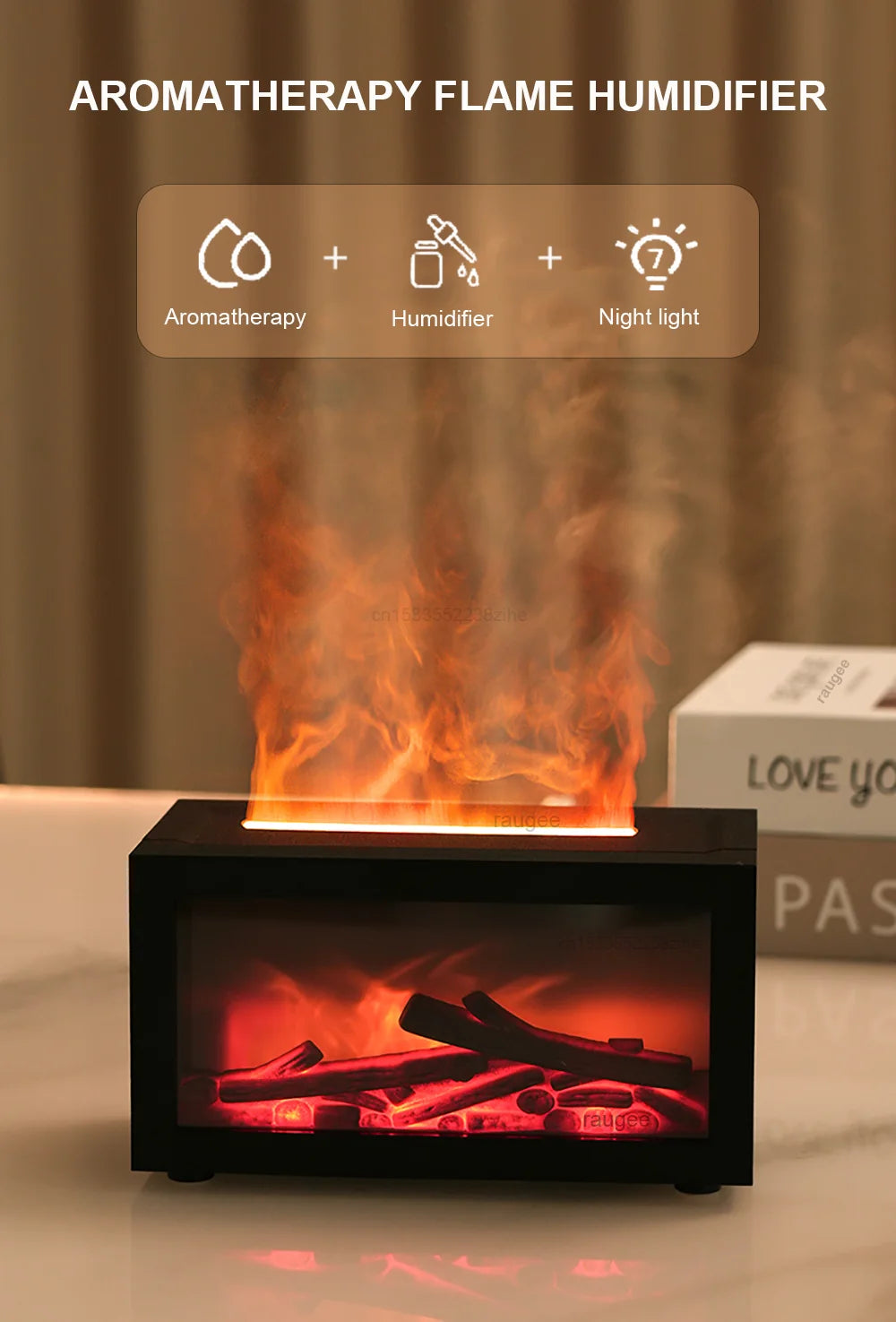 Fireplace Humidifier & Flame Effect Essential Oil Diffuser