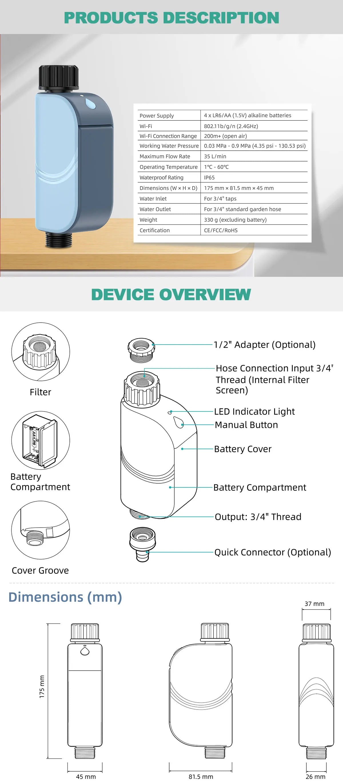 Smart WiFi Garden Watering Timer – Tuya Automatic Sprinkler & Drip System