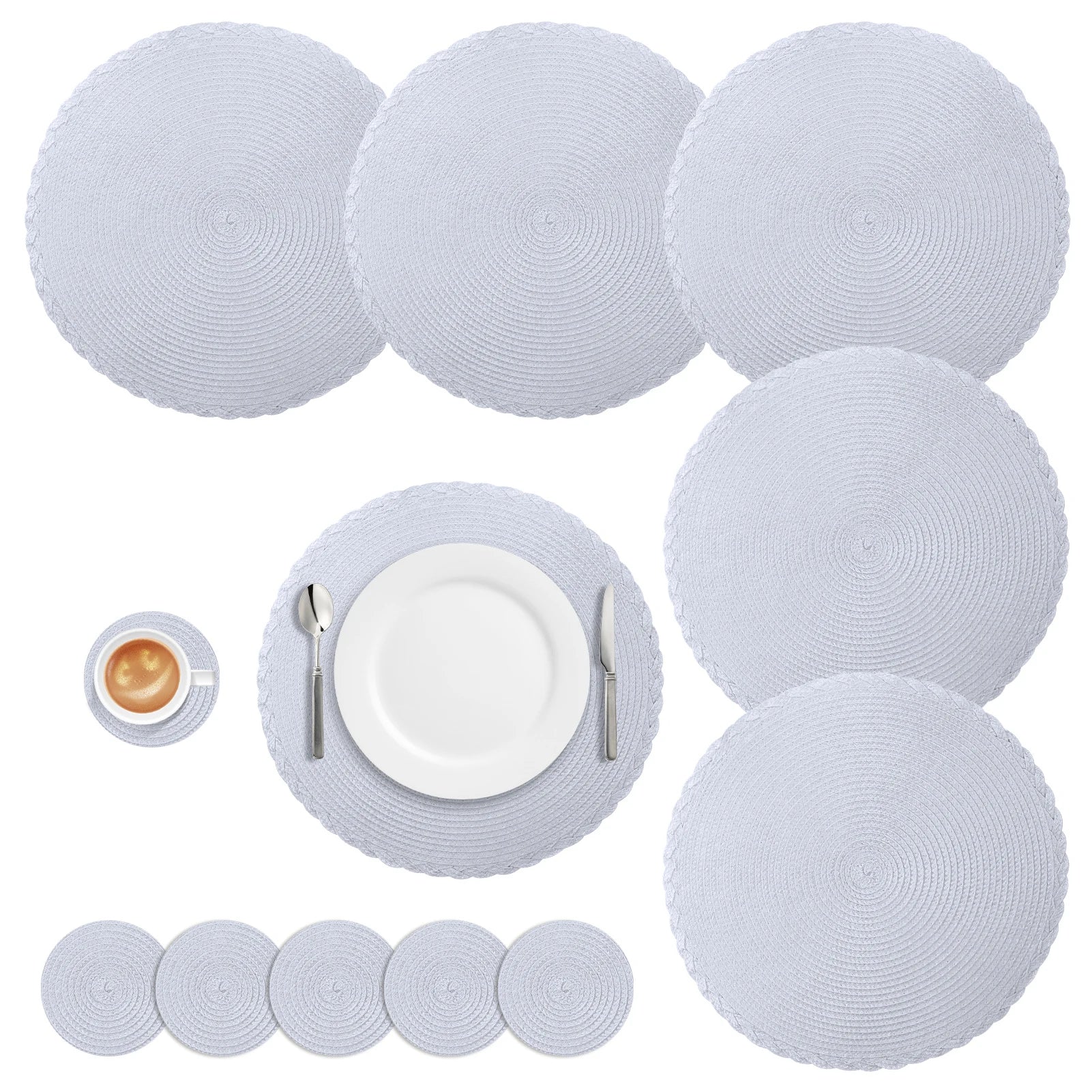Premium Round Braided Placemats - Set of 6 | Elevate Your Dining Experience