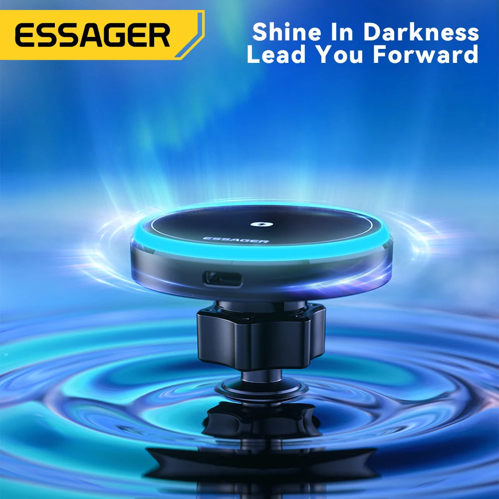 Essager 15W Magnetic Car Charger Mount - Fast Wireless Phone Holder