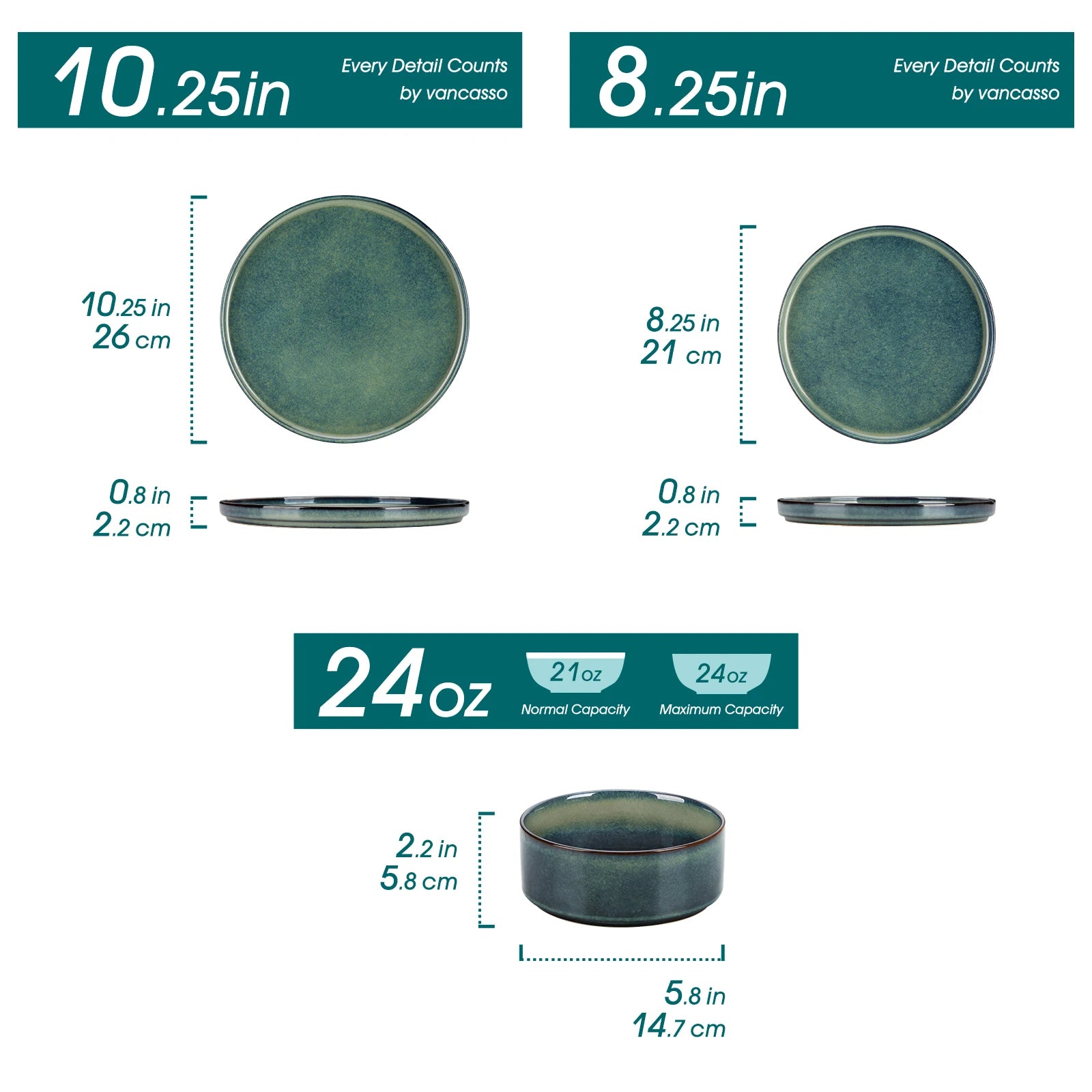 vancasso Reactive Glaze Stoneware Dinner Set - 12/24 Piece Dinnerware