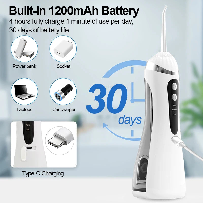 Vabena Electric Oral Irrigator - 3 Modes, USB Rechargeable for Superior Dental Care