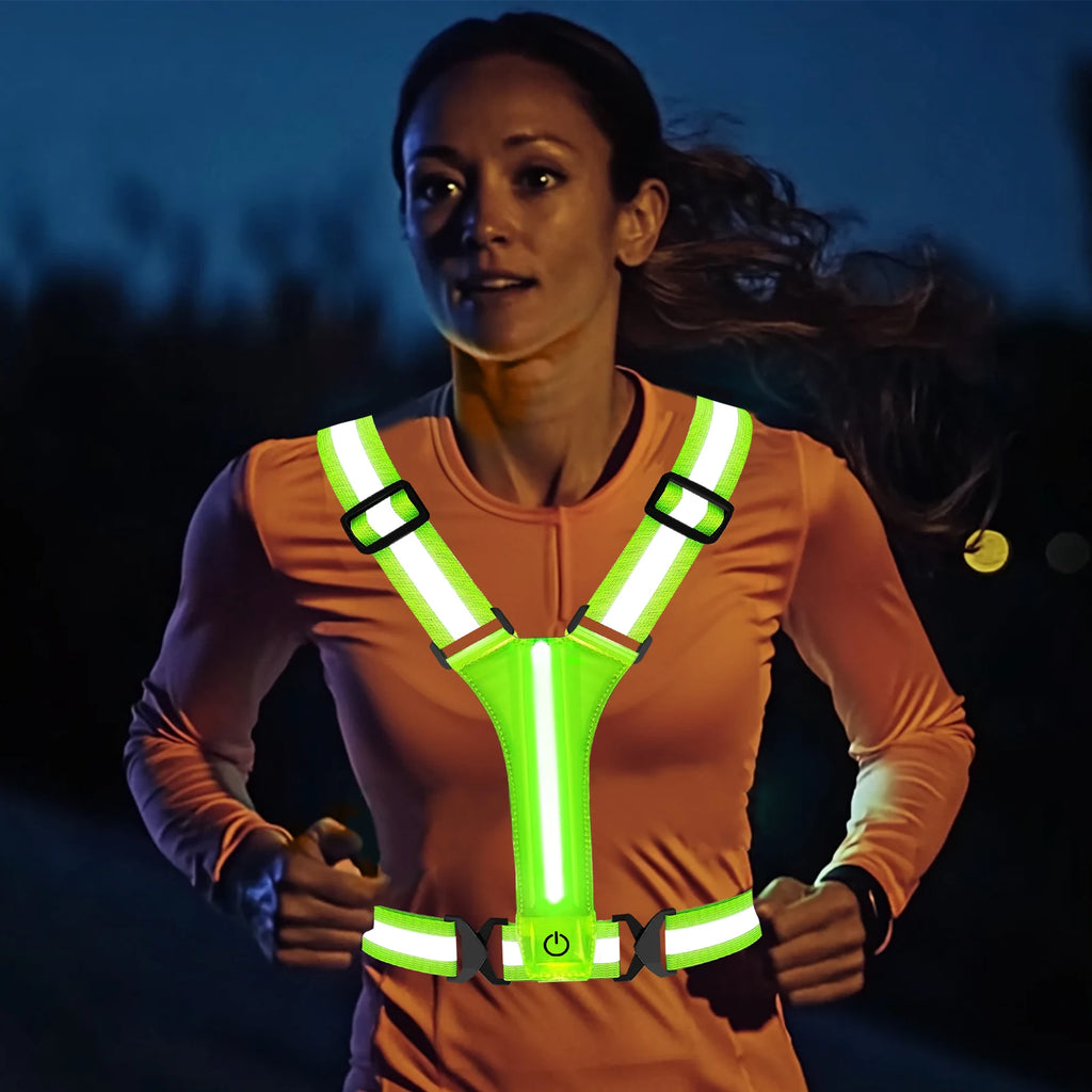 LED Running Vest | USB Rechargeable & Reflective High Visibility