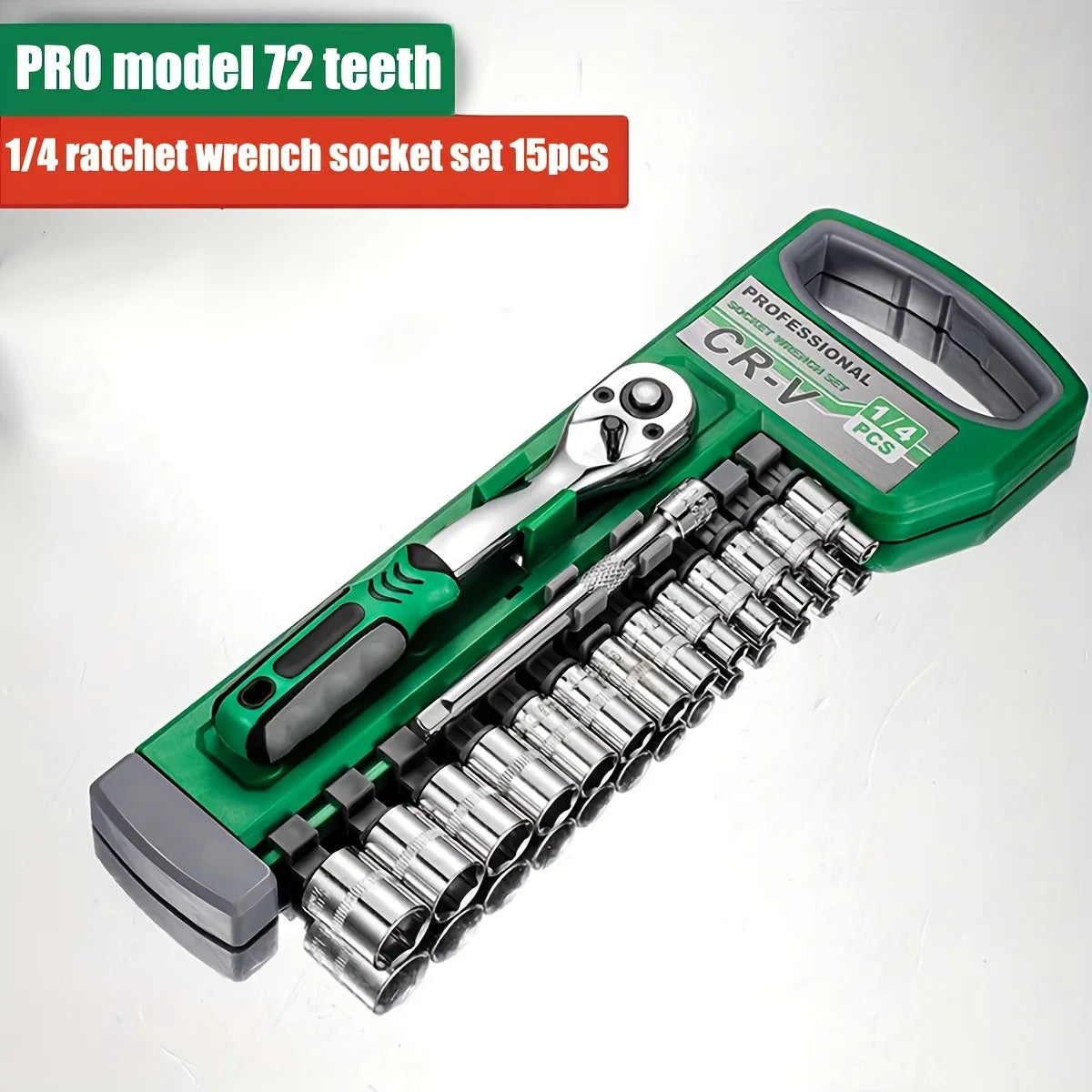Vabena 72-Drive Professional Socket Set | 1/4", 3/8", 1/2" Ratchets | Car Mechanic Tool Kit