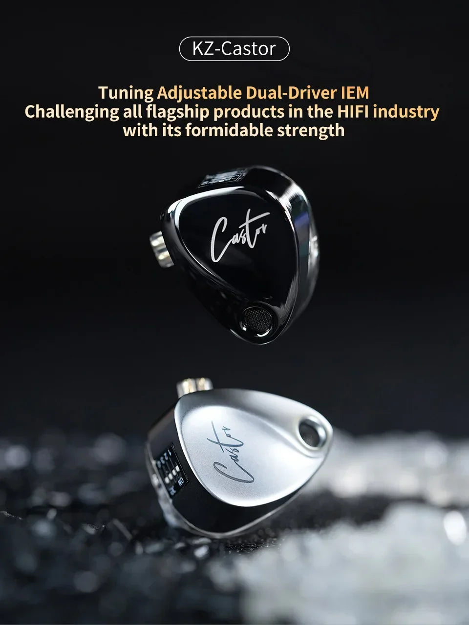 KZ Castor 2DD Dynamic In-Ear Earphones - High-End Tunable HiFi Bass Monitor Headphones