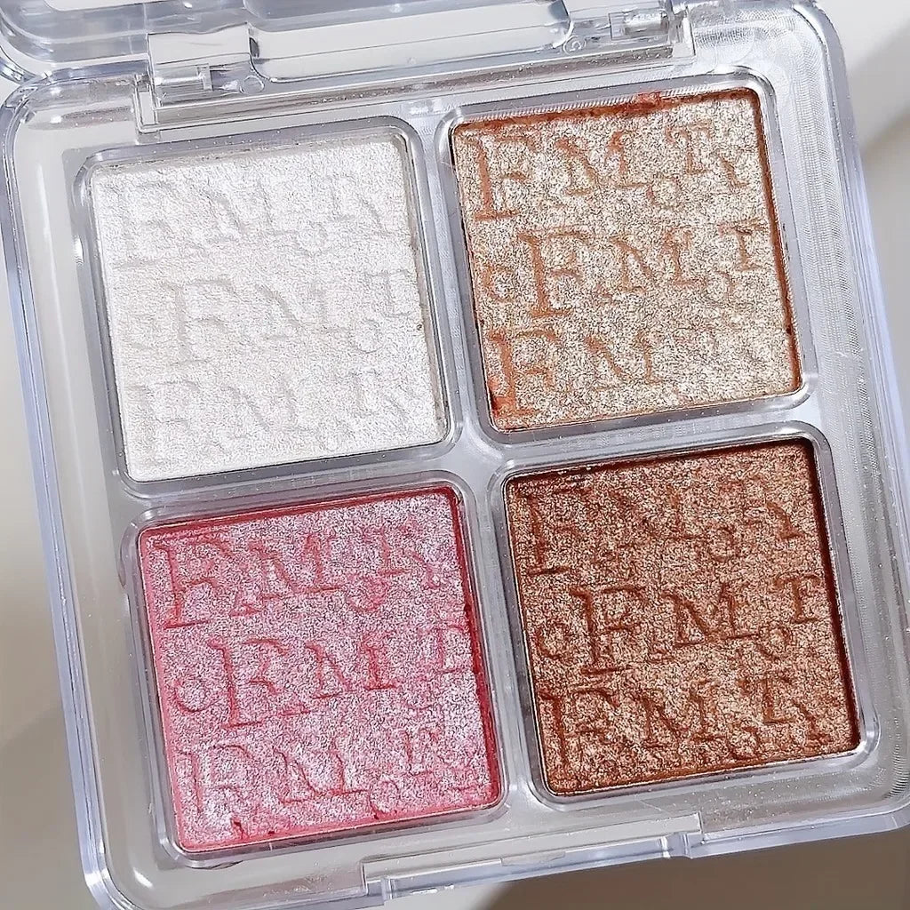 4 Color Highlighter Palette - Natural Glow & Shimmer Makeup