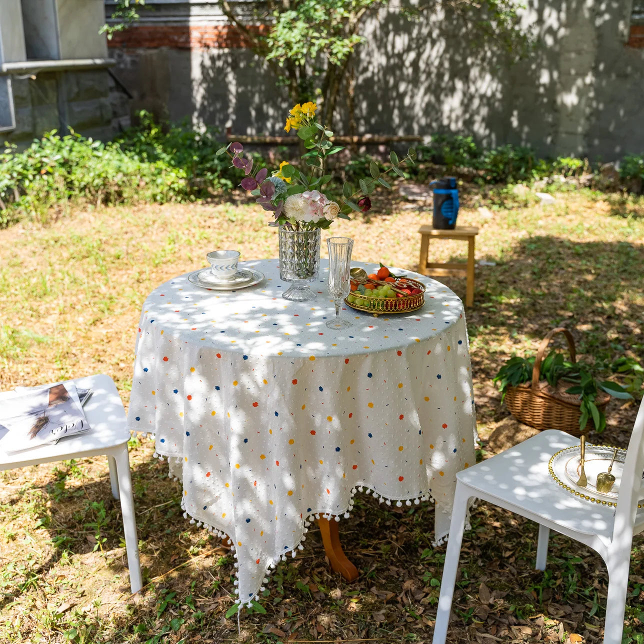 Korean Small Daisy Cotton Floral Tablecloth | Dining & Tea Table Cover