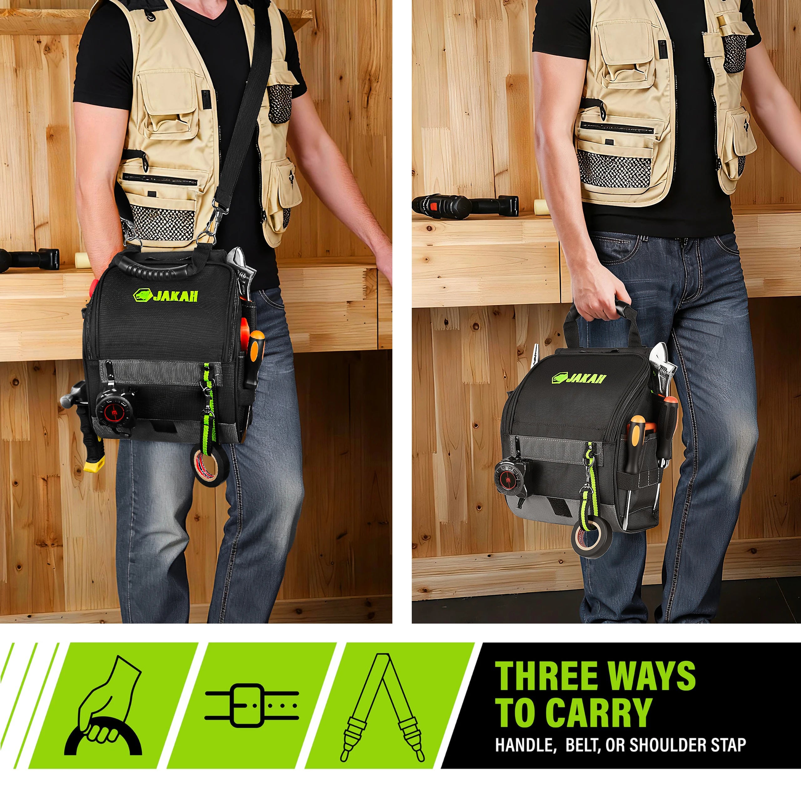 JAKAH Professional Electricians Tool Pouch | 21 Pockets, Ergonomic Handle