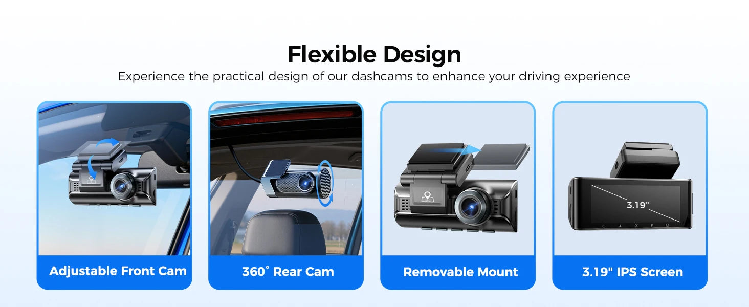 AZDOME M550 Pro 4K Dash Cam with GPS, WiFi & Night Vision