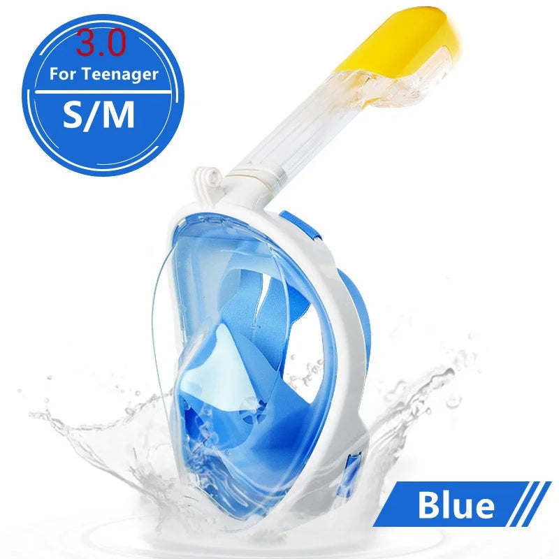 Vabena Full Face Diving Mask - Anti-Fog Snorkel Gear for Adults & Kids
