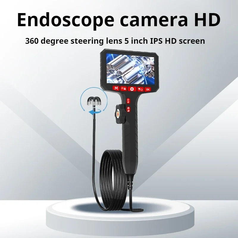 3.9mm HD Two-Way Rotary Industrial Endoscope Camera with 5.0" Display