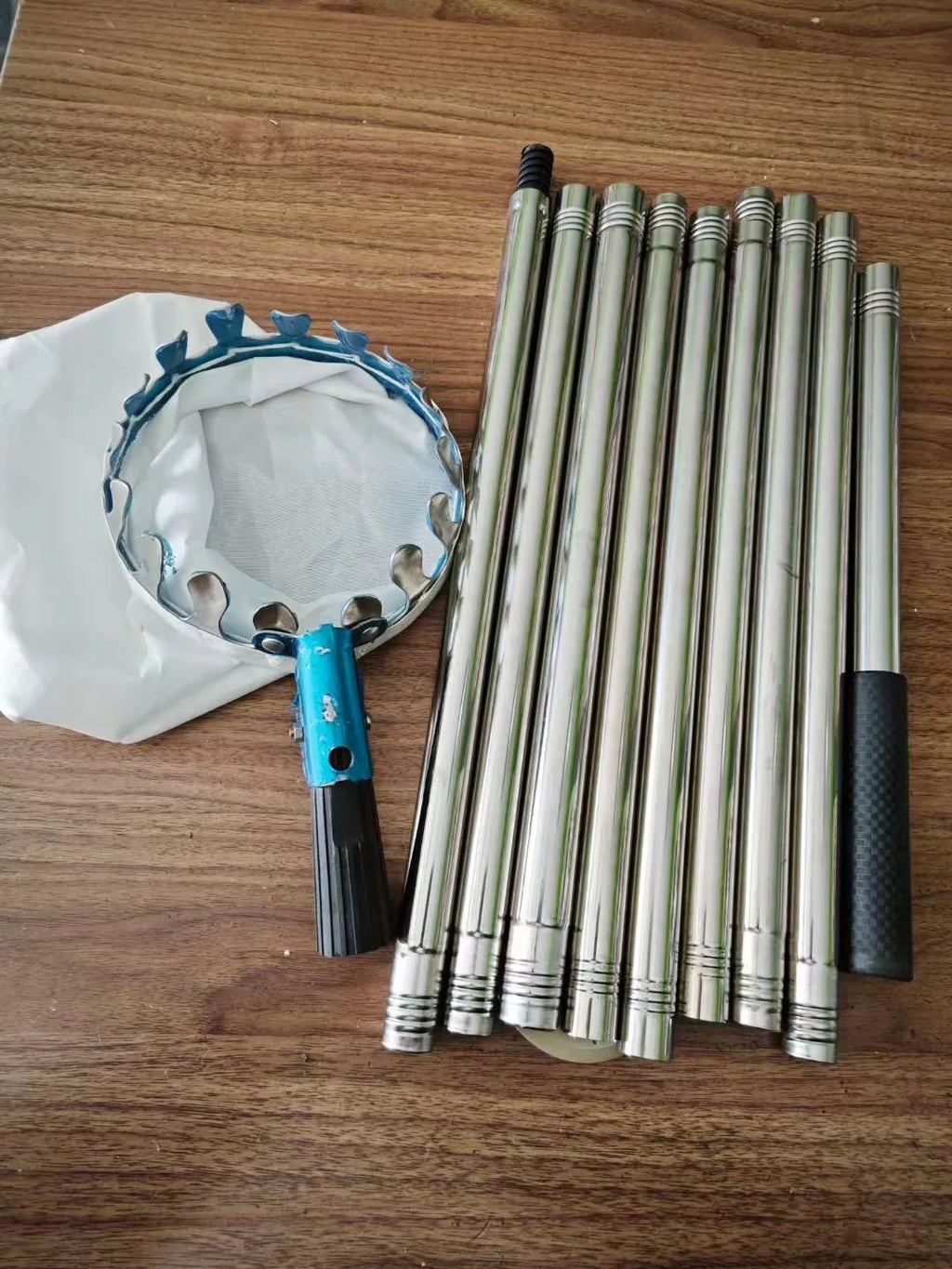 Vabena Stainless Steel Telescopic Fruit Picker Rod - 1.6-4M High Tree Orchard Tool