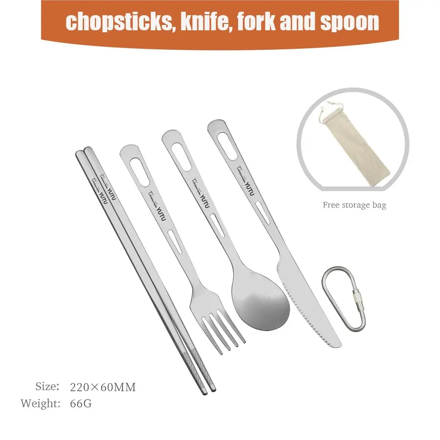 Titanium Tableware Set - Outdoor Camping Travel Utensil Kit