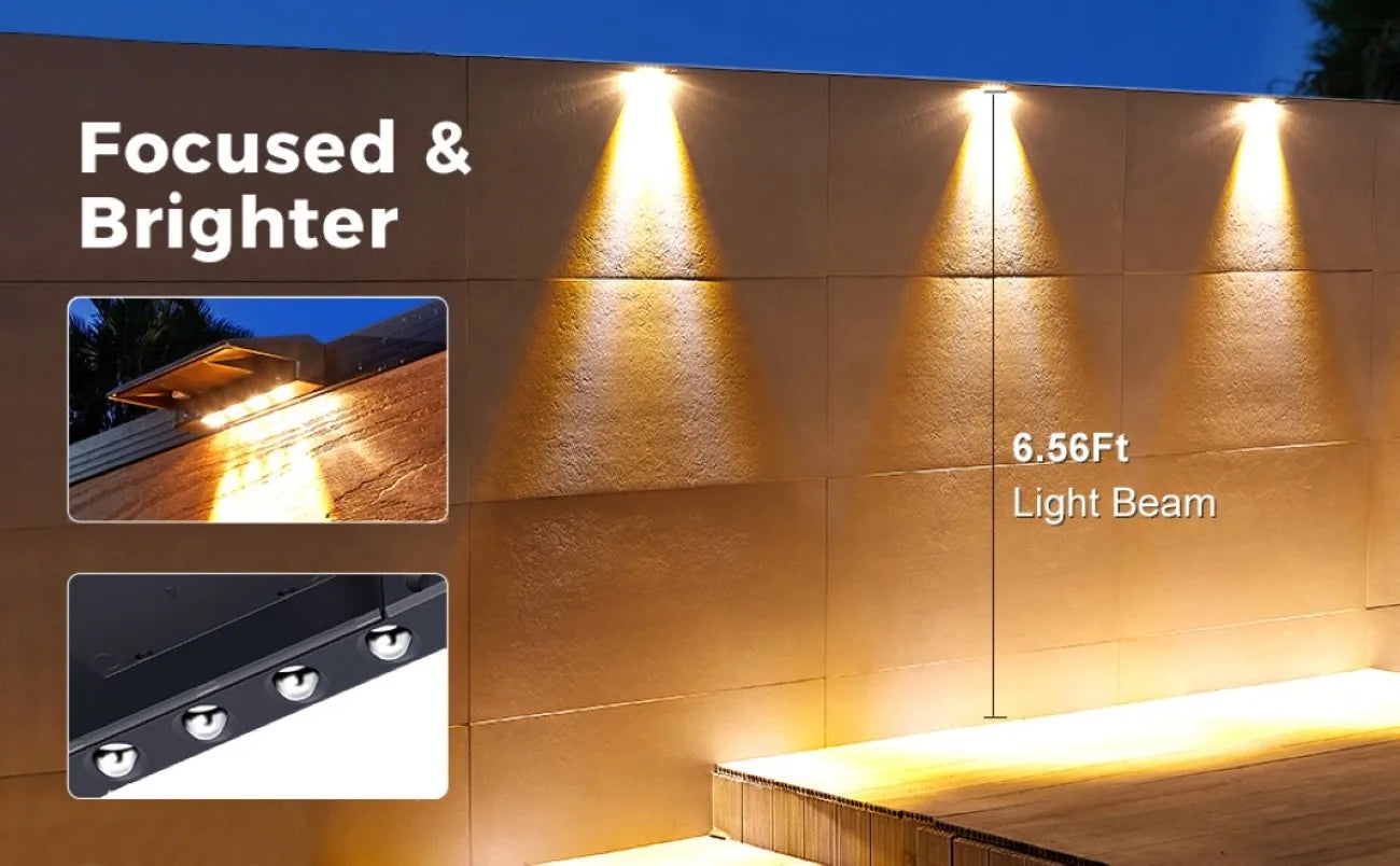 2-Pack 4 LED Solar Wall Lights – Outdoor Waterproof Fence & Deck Lighting