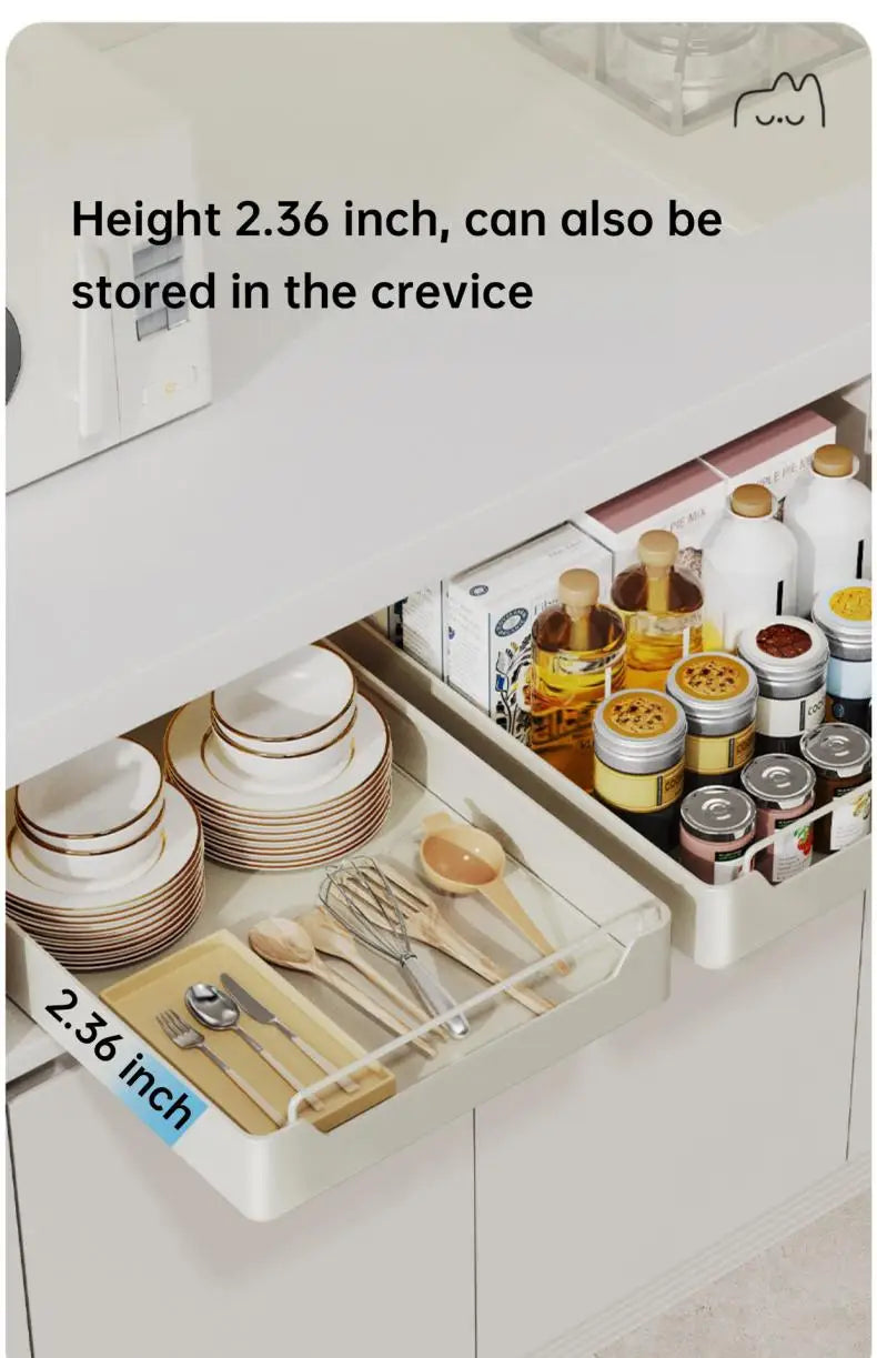 Kitchen Cabinet Pull-Out Drawer Organizer - Spice Rack & Storage Tray