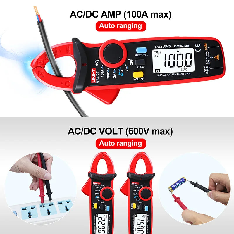 UNI-T UT210E/UT210D Digital Clamp Meter | AC/DC Ammeter | True RMS Multimeter for Electricians & HVAC