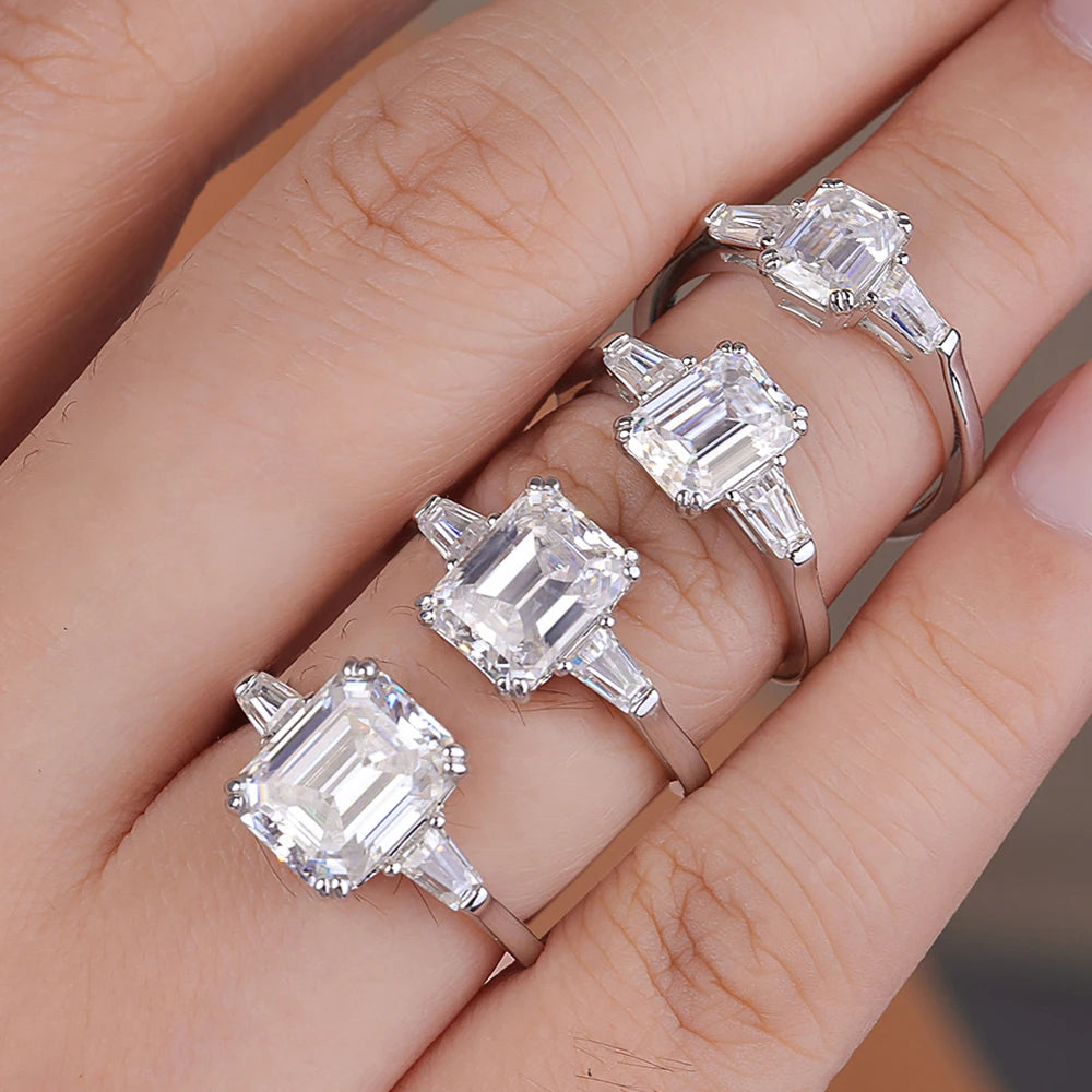 Vabena Emerald Cut Moissanite Engagement Ring - Dazzling Brilliance