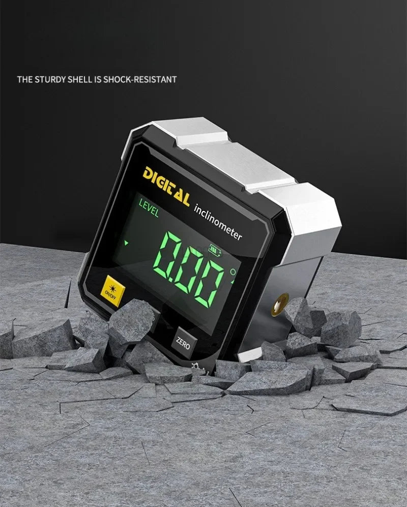 Professional Digital Level Protractor Inclinometer | 360° Magnetic Laser Angle Gauge