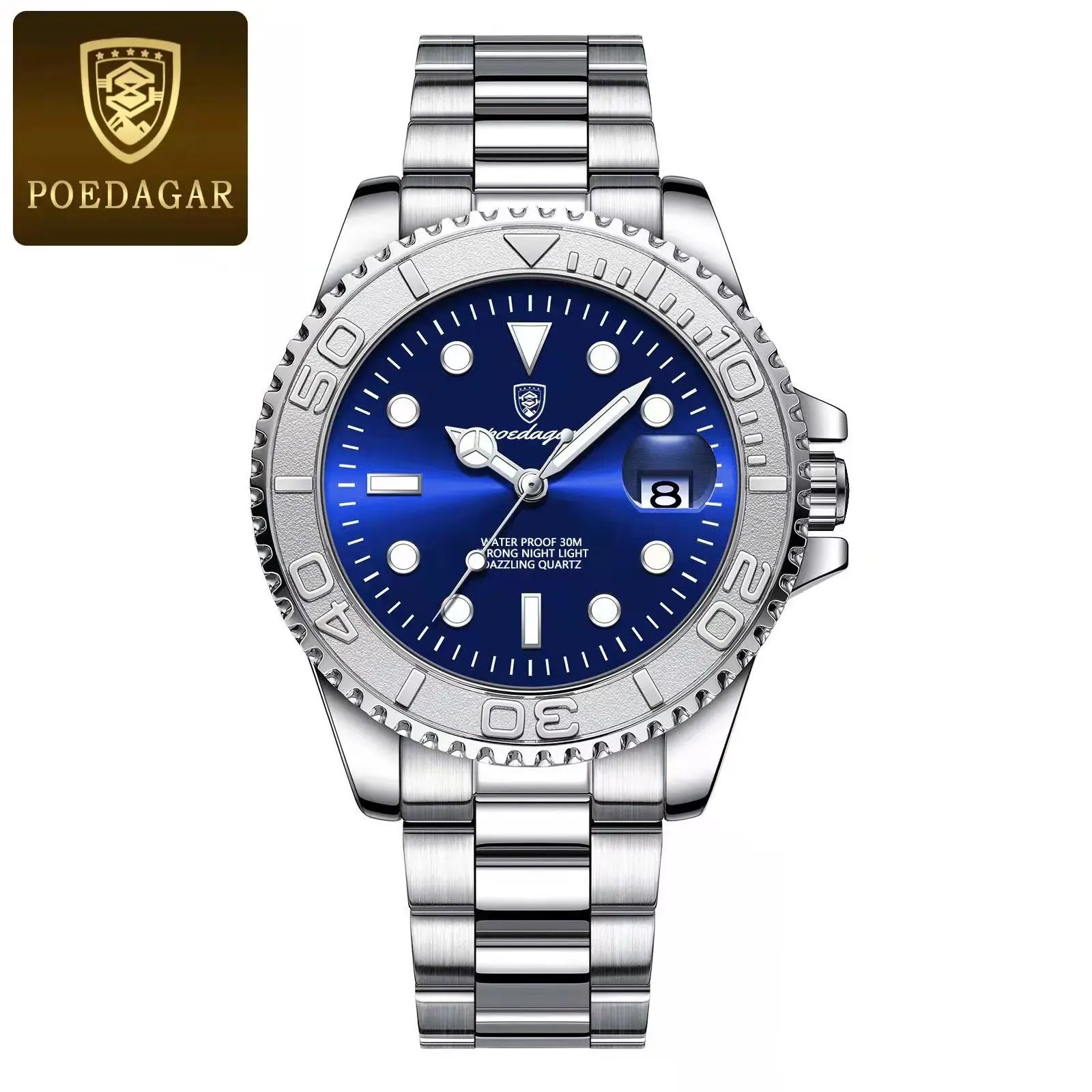 POEDAGAR Luxury Men's Quartz Watch - Waterproof & Luminous Date