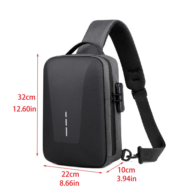 Men's Anti-theft Crossbody Bag with USB Charging Port & Combination Lock for Business & Travel