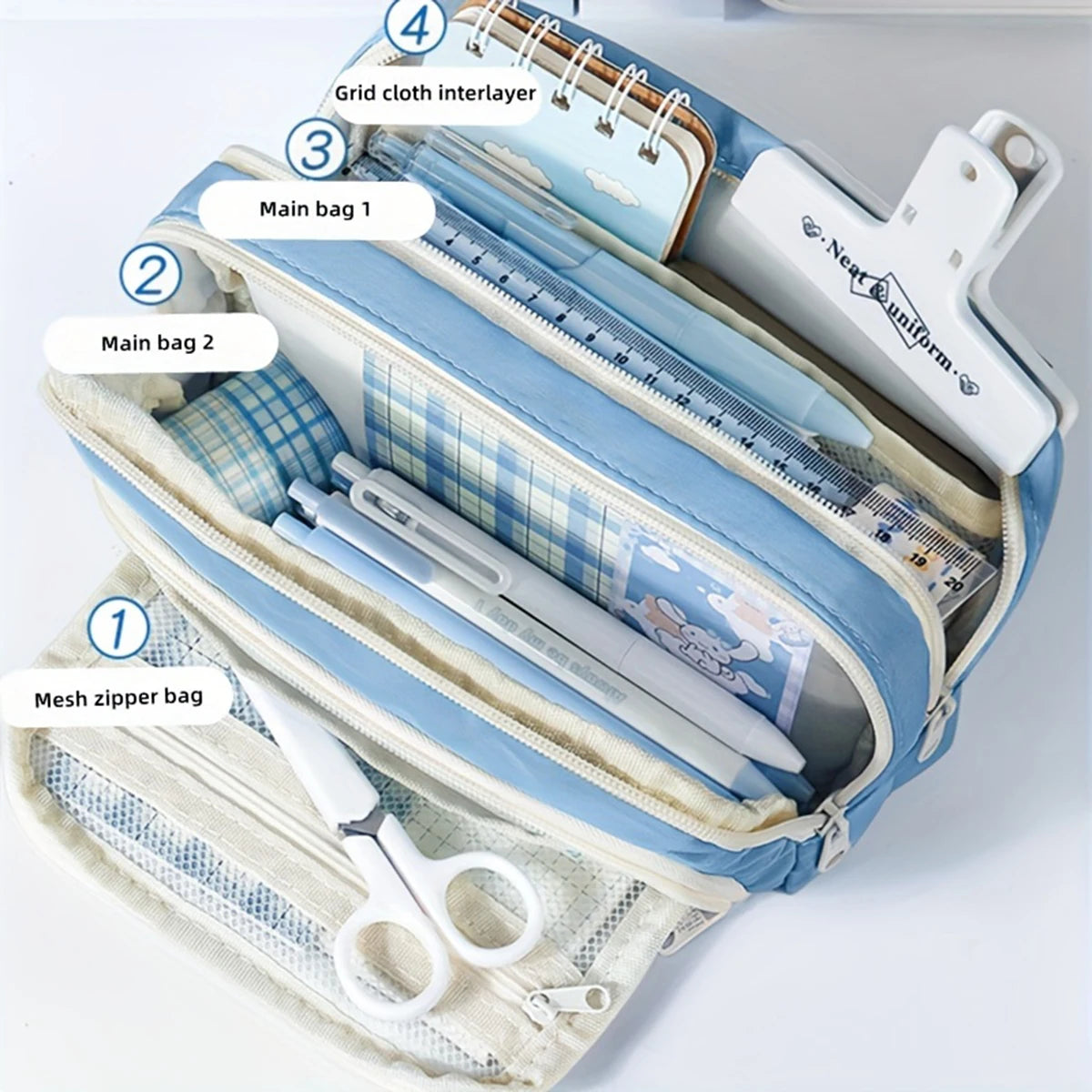 Kawaii Large Capacity Multi-Layer Pencil Case & Makeup Storage Bag | Vabena