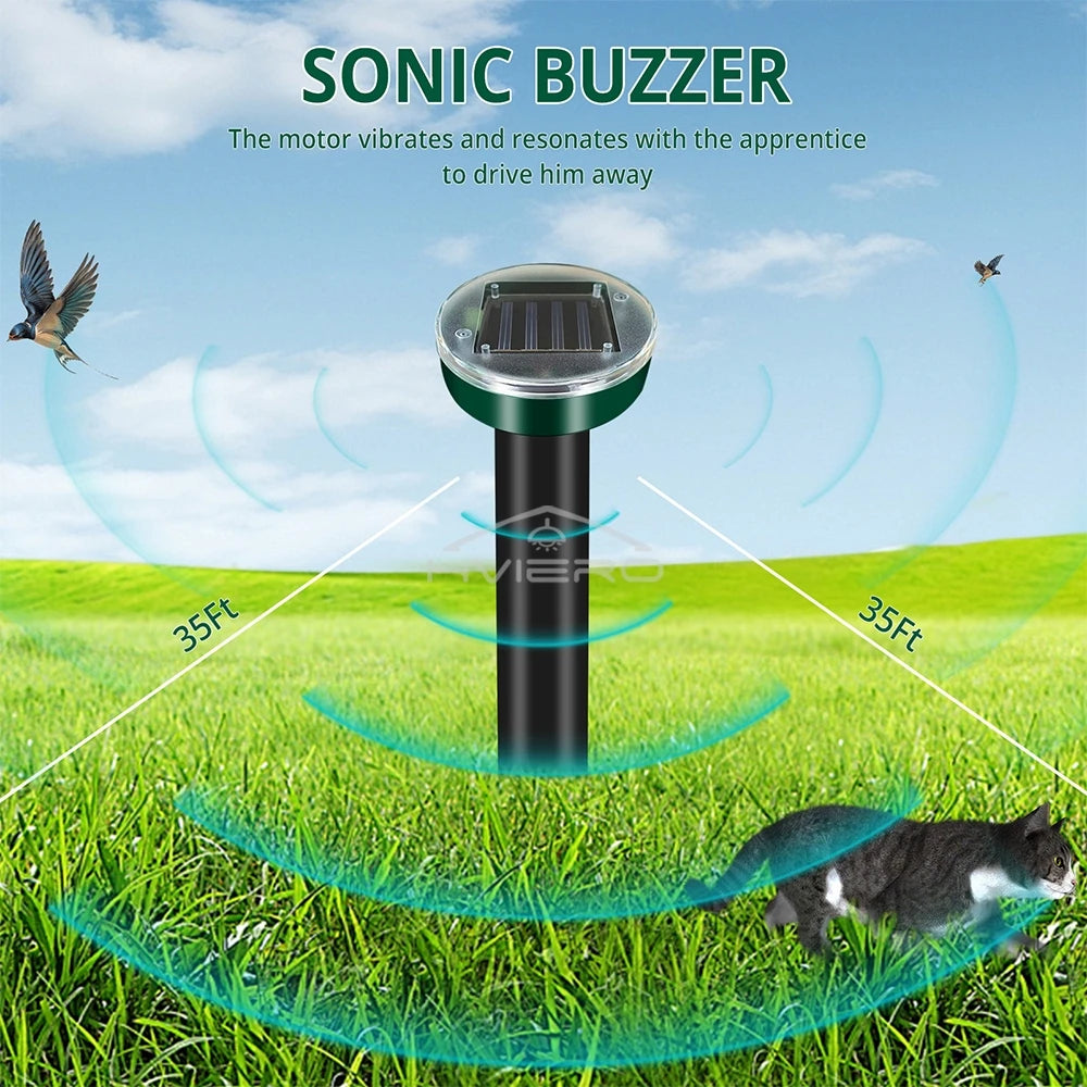Solar Ultrasonic Rodent Pest Repeller Outdoor Garden Yard Mole Mouse Deterrent