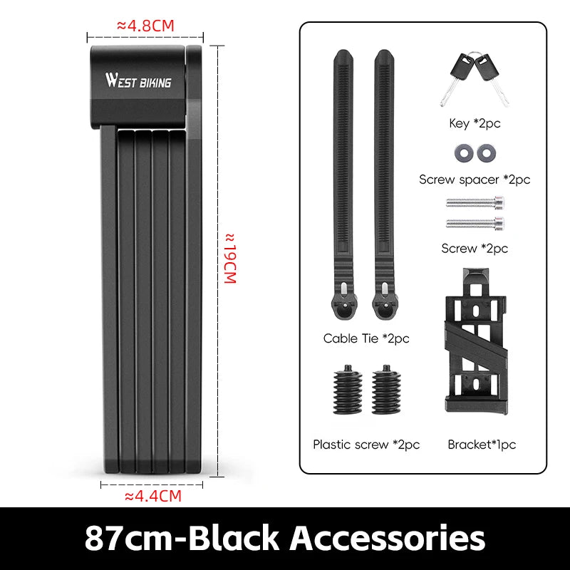 WEST BIKING Foldable Bike & Motorcycle Lock - Key & Password Security