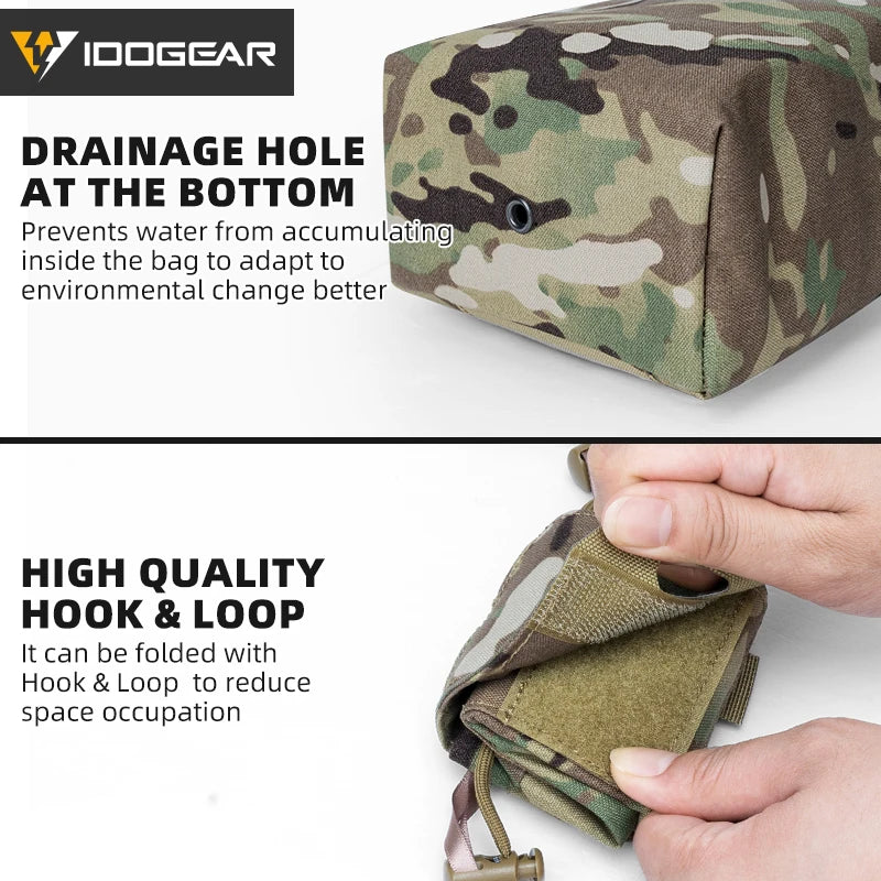 IDOGEAR Tactical MOLLE Foldable Dump Pouch - Durable Mini Drop Bag