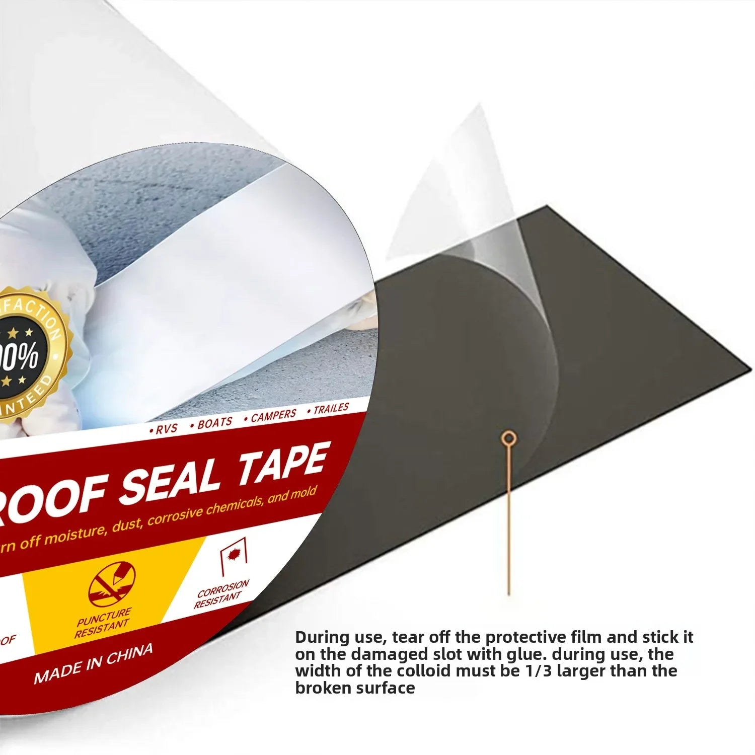 RV Roof Repair Tape - White Waterproof Heavy-Duty Sealant