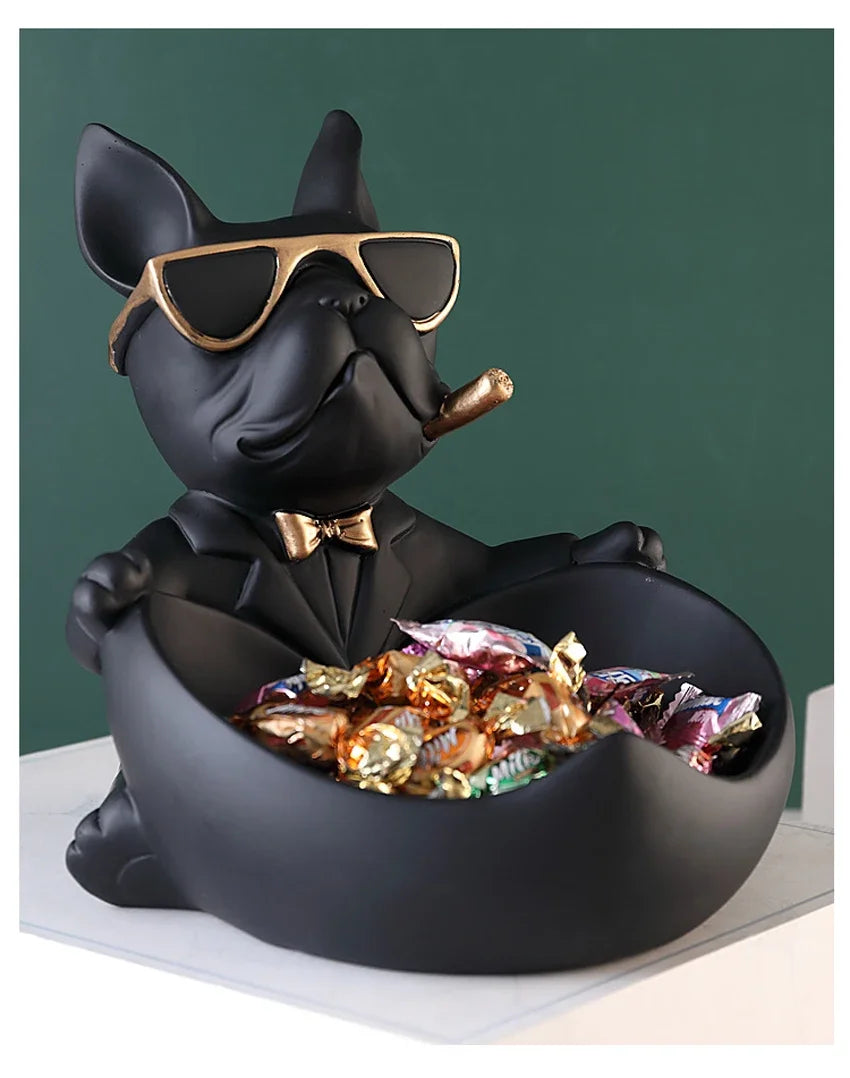 Cool Dog Figurine Storage Box - Resin Art Home Decor Gift