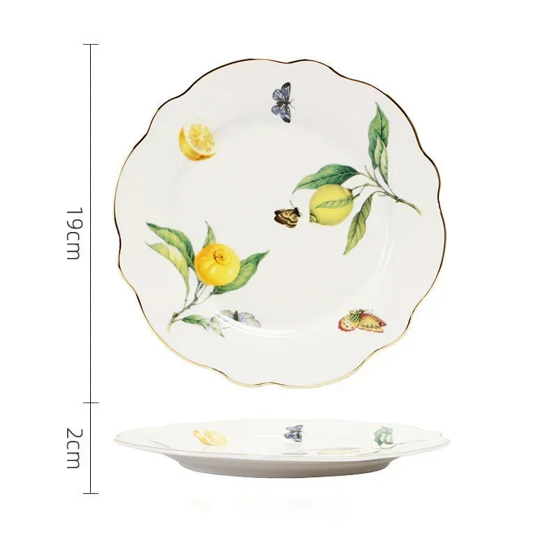 Elegant Lemon Ceramic Dining Set & Coffee Cups - Premium Dinnerware